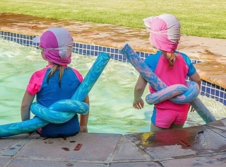The little ones in the pool